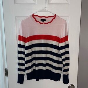 J. Crew Striped Colorblock Scallop Neckline Sweater